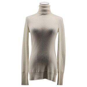 Moda International Sweater Pullover Womens S White 100% Cashmere Turtleneck